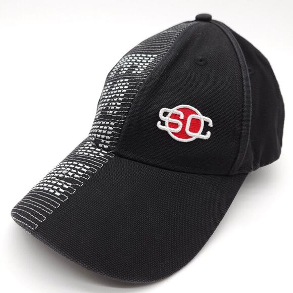 ESPN Sports Center Strapback Hat Baseball Cap Black Spellout‎ Embroidered Adult - Picture 1 of 7